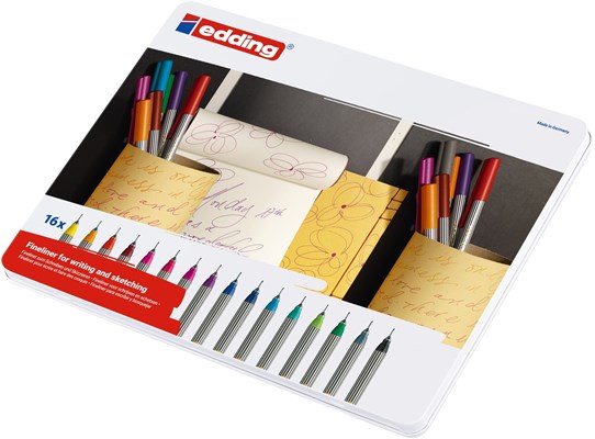 edding 55 Fineliner 16er Set sortiert, Kunststoffspitze 0,3 mm (Art.-Nr.: 4-55-16)