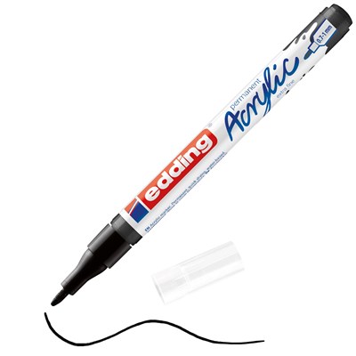 edding 5500 Acrylmarker extra fein tiefschwarz matt, Rundspitze 0,7-1 mm (Art.-Nr.: 4-5500901)