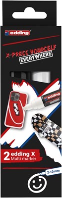 edding 6900 X Multi Marker, Black & White Color Set, 2 Acrylstifte, Keilspitze 2-10 mm (Art.-Nr.: 4-6900-2-1)