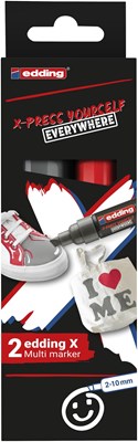 edding 6900 X Multi Marker, Yay Grey Color Set, 2 Acrylstifte, Keilspitze 2-10 mm (Art.-Nr.: 4-6900-2-2)