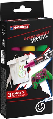 edding 6900 X Multi Marker, Candy Color Set, 3 Acrylstifte, Keilspitze 2-10 mm (Art.-Nr.: 4-6900-3-3)