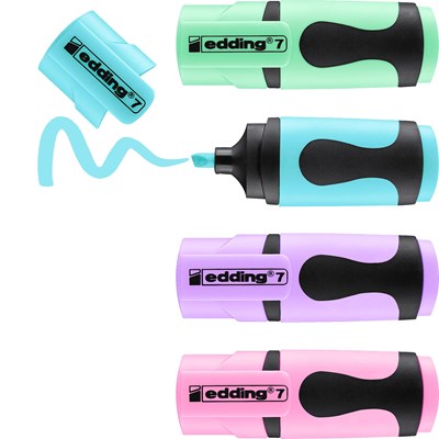 edding 7 Textmarker 4er Set sortiert, Keilspitze 1-3 mm (Art.-Nr.: 4-7-4099)