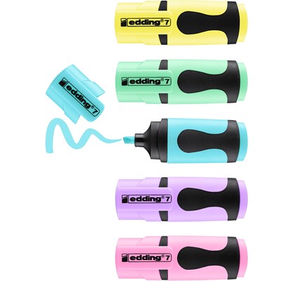 edding 7 Textmarker 5er BTS Blister Set (4+1) sortiert, Keilspitze 1-3 mm (Art.-Nr.: 4-7-5-S1099)
