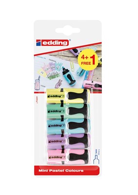 edding 7 Textmarker 5er BTS Blister Set (4+1) sortiert, Keilspitze 1-3 mm (Art.-Nr.: 4-7-5-S1099)