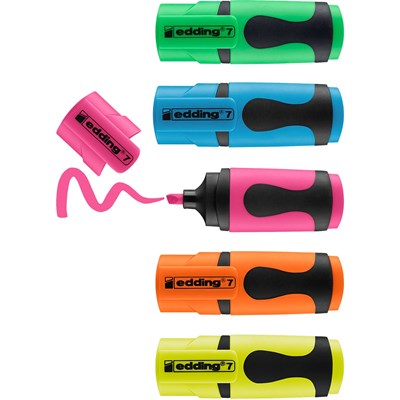 edding 7 Textmarker 5er BTS Blister Set (4+1) sortiert, Keilspitze 1-3 mm (Art.-Nr.: 4-7-5-S1999)