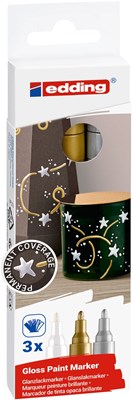 edding 750 creative Glanzlack-Marker 3er Set metallic, Rundspitze 2-4 mm (Art.-Nr.: 4-750-3-999)