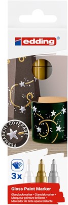 edding 750 creative Glanzlack-Marker 3er Set metallic, Rundspitze 2-4 mm (Art.-Nr.: 4-750-3-999)