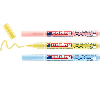 edding 751 creative Glanzlack-Marker 3er Set pastell, Rundspitze 1-2 mm (Art.-Nr.: 4-751-3-099)