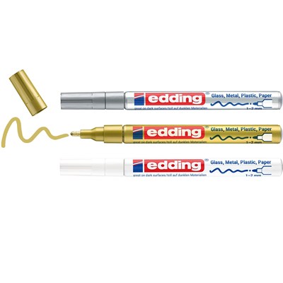 edding 751 creative Glanzlack-Marker 3er Set metallic, Rundspitze 1-2 mm (Art.-Nr.: 4-751-3-999)
