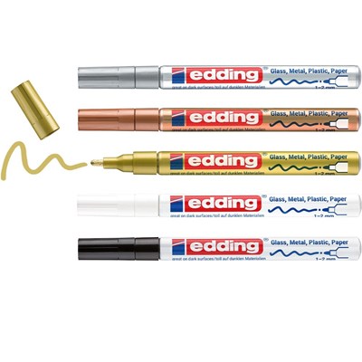 edding 751 creative Glanzlack-Marker 5er Set metallic, Rundspitze 1-2 mm (Art.-Nr.: 4-751-5-999)