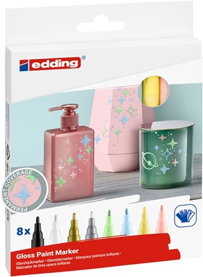 edding 751 creative Glanzlack-Marker 8er Set pastell, Rundspitze 1-2 mm (Art.-Nr.: 4-751-8-099)