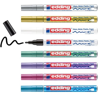 edding 751 creative Glanzlack-Marker 8er Set metallic, Rundspitze 1-2 mm (Art.-Nr.: 4-751-8-999)