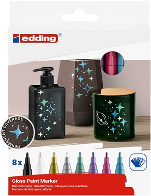 edding 751 creative Glanzlack-Marker 8er Set metallic, Rundspitze 1-2 mm (Art.-Nr.: 4-751-8-999)