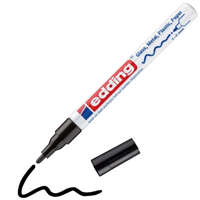 edding 751 creative Glanzlack-Marker schwarz, Rundspitze 1-2 mm (Art.-Nr.: 4-751-9-001)