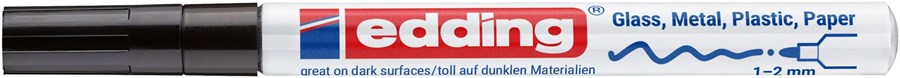 edding 751 creative Glanzlack-Marker schwarz, Rundspitze 1-2 mm (Art.-Nr.: 4-751-9-001)