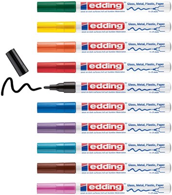 edding 751 creative Glanzlack-Marker 10er Set sortiert, Rundspitze 1-2 mm (Art.-Nr.: 4-751-9-999)