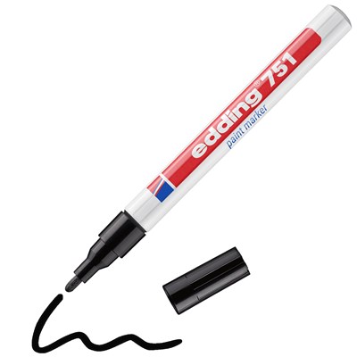 edding 751 Lackmarker schwarz, Rundspitze 1-2 mm (Art.-Nr.: 4-751001)