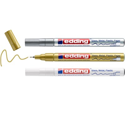 edding 780 creative Glanzlack-Marker 3er Set metallic, Rundspitze 0,8 mm (Art.-Nr.: 4-780-3-999)