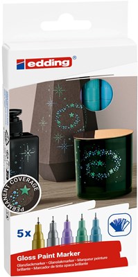 edding 780 creative Glanzlack-Marker 5er Set metallic, Rundspitze 0,8 mm (Art.-Nr.: 4-780-5-099)