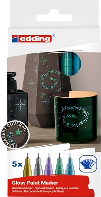 edding 780 creative Glanzlack-Marker 5er Set metallic, Rundspitze 0,8 mm (Art.-Nr.: 4-780-5-099)