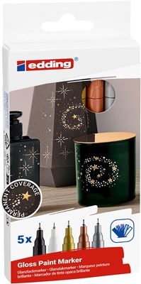 edding 780 creative Glanzlack-Marker 5er Set metallic basic, Rundspitze 0,8 mm (Art.-Nr.: 4-780-5-999)