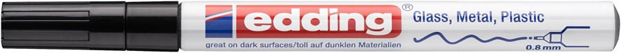 edding 780 creative Glanzlack-Marker schwarz, Rundspitze 0,8 mm (Art.-Nr.: 4-780-9-001)