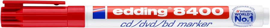 edding 8400 CD/DVD/BD Marker rot, Rundspitze 0,5-1 mm (Art.-Nr.: 4-8400002)