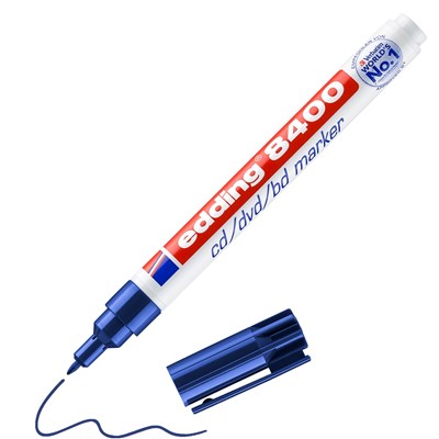 edding 8400 CD/DVD/BD Marker blau, Rundspitze 0,5-1 mm (Art.-Nr.: 4-8400003)