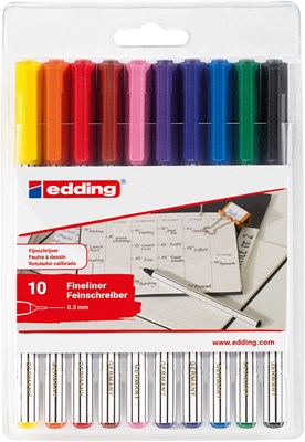 edding 89 EF Office Fineliner EF 10er Set sortiert, Kunststoffspitze 0,3 mm (Art.-Nr.: 4-89-10)