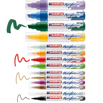 edding Acrylmarker Set 14-teilig kreativ basic (Art.-Nr.: 4-CS14B)