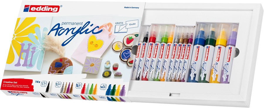 edding Acrylmarker Set 14-teilig kreativ basic (Art.-Nr.: 4-CS14B)