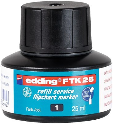 edding FTK 25 Nachfülltinte für Flipchartmarker schwarz, 25 ml (Art.-Nr.: 4-FTK25001)