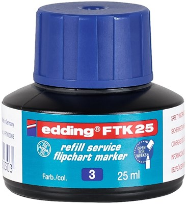 edding FTK 25 Nachfülltinte für Flipchartmarker blau, 25 ml (Art.-Nr.: 4-FTK25003)
