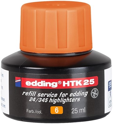 edding HTK 25 Nachfülltinte für Textmarker orange, 25 ml (Art.-Nr.: 4-HTK25006)