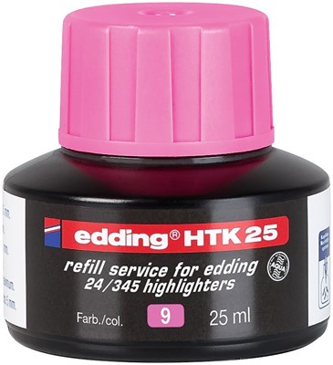 edding HTK 25 Nachfülltinte für Textmarker rosa, 25 ml (Art.-Nr.: 4-HTK25009)
