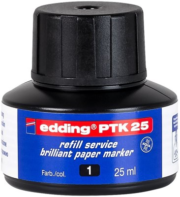 edding PTK 25 Nachfülltinte für Brilliant-Papiermarker schwarz, 25 ml (Art.-Nr.: 4-PTK25001)