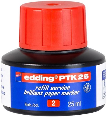 edding PTK 25 Nachfülltinte für Brilliant-Papiermarker rot, 25 ml (Art.-Nr.: 4-PTK25002)