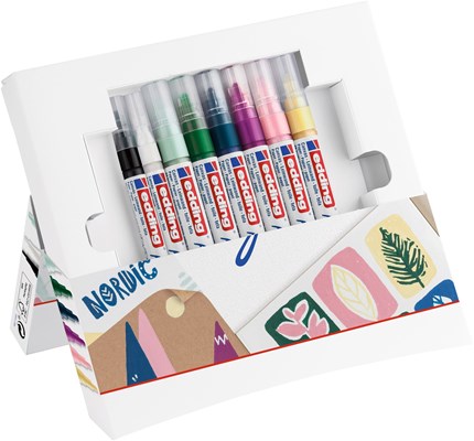 edding Acryl Start Easy Set, inkl. Postkartenblock, 8er Set nordic (Art.-Nr.: 4-SES8N)