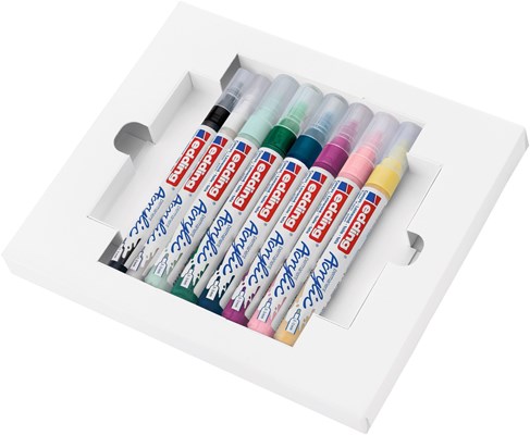 edding Acryl Start Easy Set, inkl. Postkartenblock, 8er Set nordic (Art.-Nr.: 4-SES8N)