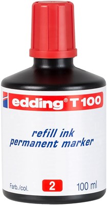 edding T 100 Nachfülltinte für Permanentmarker rot, 100 ml (Art.-Nr.: 4-T100002)