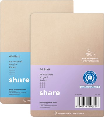 share Notizheft A6 kariert pastellblau-lavendel (Art.-Nr.: 4-0015)