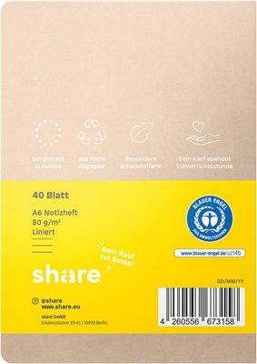 share Notizheft A6 liniert gelb (Art.-Nr.: 4-0015005)
