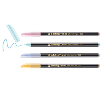 edding 1200 Glitzerstifte 4er Set, Pastellfarben, Rundspitze 3 mm (Art.-Nr.: 4-1200-4-3)