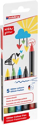 edding 1200 Glitzerstifte 5er Set, mehrfarbig, Rundspitze 3 mm (Art.-Nr.: 4-1200-5-3)