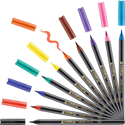 edding 1340 Pinselstift 10er Set sortiert, Pinselspitze 1-3 mm (Art.-Nr.: 4-1340-10)