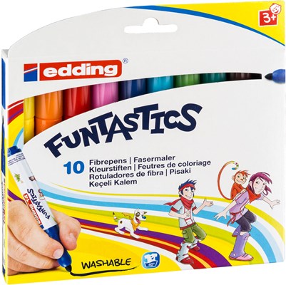 edding 14 FUNTASTICS Kinderfasermaler 10er Set sortiert, Rundspitze 3 mm (Art.-Nr.: 4-14-10)
