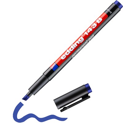 edding 143 B Permanenter Folienschreiber blau, Keilspitze 1-3 mm (Art.-Nr.: 4-143003)