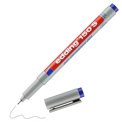 edding 150 S Non-permanenter Folienschreiber blau, Rundspitze 0,3 mm (Art.-Nr.: 4-150003)