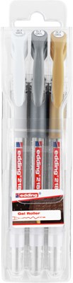 edding 2185 Gelroller 3er-Set metallic-weiß, Rollerspitze 0,7 mm (Art.-Nr.: 4-2185-3)