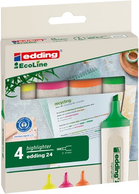 edding 24 EcoLine Neon Textmarker 4er Set sortiert, Keilspitze 2-5 mm (Art.-Nr.: 4-24-4)
